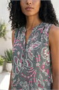 Grey Textured Print Vest Top, Image 4 of 4