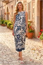 Navy  Paisley Print Midi Dress, Image 1 of 4