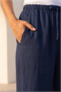 Navy  Petite Linen Blend Wide Leg Trouser, Image 4 of 4