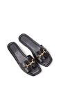 Black XY LONDON Black 'Lesley' Square Toe Mule Slider Sandals With Buckle Detail, Image 5 of 5