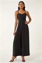 Black Pleated Strappy Jumpsuit, Image 2 of 5