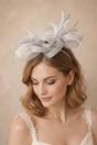 Silver Bow Feather Fascinator, Image 1 of 1