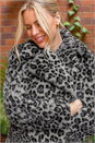 Grey Faux Snow Leopard Fur Coat, Image 3 of 4