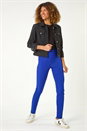 Royal Blue Full Length Elastic Waist Stretch Trousers, Image 2 of 5