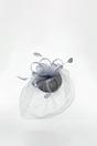 Grey Bow Feather & Net Disc Fascinator, Image 2 of 2