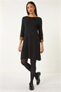 Black Contrast Sleeve Knitted Shift Dress, Image 2 of 5