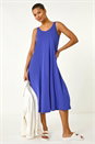 Blue Strappy Jersey Midi Dress, Image 2 of 5