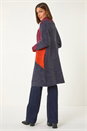 Red Colour Block Button Collar Knit Cardigan, Image 3 of 5
