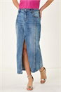 Denim Dusk Panelled Denim Skirt, Image 1 of 6