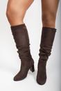 Chocolate iKrush Chocolate Lunara Suede Knee High Block Heel Boots, Image 4 of 8