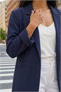 Navy  Petite Revere Collar Stretch Blazer, Image 4 of 4