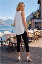 Ivory  V-Neck Sleeveless Pleat Chiffon Vest Top, Image 3 of 4