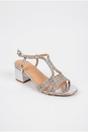 Silver Edie Metallic T Strap Rhinestone Sandals, Image 2 of 4