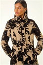 Cream  Floral Flock Detail Padded Coat, Image 4 of 5