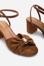 Brown Bluebird Block Heel Ruched Buckle Sandal, Image 4 of 4
