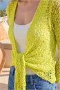 Lime Waterfall Popcorn Knitted Cardigan, Image 4 of 4