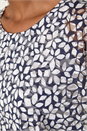 Navy  Printed Lace Bubble Hem Top, Image 5 of 5