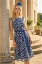Navy  Heart Print Lace Stretch Dress, Image 2 of 4