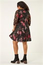 Red Curve Floral Print Lace Dress, Image 3 of 5