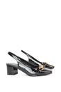 Black XY LONDON Black 'Selena' Slingback Mid Heels With Square Toe, Image 5 of 6