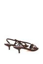 Brown XY LONDON Brown 'Kayla' Slip On Strappy Slingback Kitten Heeled Sandals, Image 4 of 6