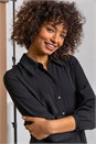 Black Tiered Midi Shirt Dress, Image 4 of 5