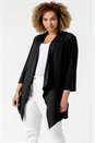 Black Curve Woven Front Jersey Cardigan, Image 1 of 4
