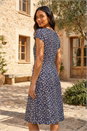 Navy Ditsy Floral Spot Tea Dress, Image 3 of 4