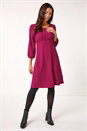 Magenta Textured Empire Waist Stretch Dress, Image 2 of 5