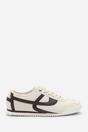Beige 'Caia' Court Lace up Trainer with Stripe detail, Image 2 of 8