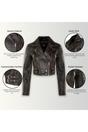Tortoishell Infinity Leather Tortoishell Brando Cropped Leather Jacket-Longtown, Image 3 of 6