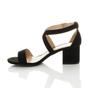 Black AJVANI Black Mid Block Heel Crossed Straps Sandals, Image 3 of 6