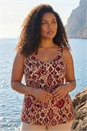 Maroon Curve Ikat Print Vest Top, Image 2 of 4