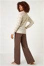 Beige Stitch Detail Button Through Knit Cardigan, Image 3 of 5