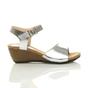 Silver Low Wedge Heel Buckle Sandals, Image 2 of 7
