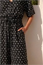 Black Petite Border Print Cropped Jumpsuit, Image 4 of 4
