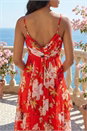 Red Floral Cowl Neck Chiffon Dress, Image 4 of 4
