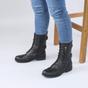 Black Lace Up Zips Military Biker Ankle Boots, Image 5 of 6