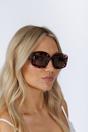 Brown Oversized Chunky Rectangle Sunglasses in Brown Multi, Image 5 of 6