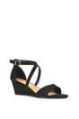 Black 'Kylie' Strappy Sandal Wedge Heels With Ankle Strap, Image 2 of 6