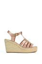 Beige 'Remi' Wedge Heel Platform Espadrille Square Toe Sandals, Image 1 of 5