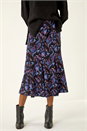Blue Floral Stretch Midi Skirt, Image 5 of 5