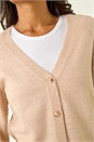 Beige Buttoned Soft Knit Cardigan, Image 5 of 5