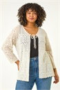 Natural  Curve Crochet Tie Front Cardigan, Image 4 of 5