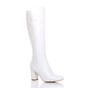White High Block Heel Stretchy Calf Boots, Image 2 of 5