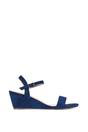 Navy XY LONDON Navy 'Alissa' Low Wedge Heel Sandals With Ankle Strap, Image 1 of 5