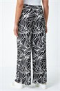 Black Curve Linear Elastic Waist Palazzo Trousers, Image 3 of 5