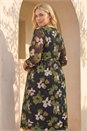Green Curve Floral Print Mesh Midi Dress, Image 3 of 4