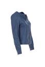 Blue 'Francesca' Collarless Real Leather Fashion Jacket, Image 5 of 5
