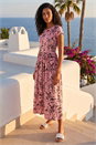 PINK Floral Print Stretch Midi Dress, Image 3 of 4